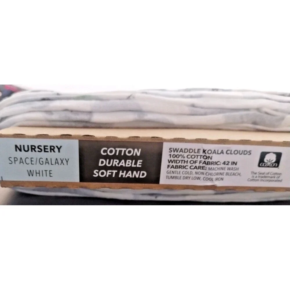 Nursery Swaddle Soft Cotton Gauze Fabric BTY - Koala Clouds Hot Air Balloons NEW